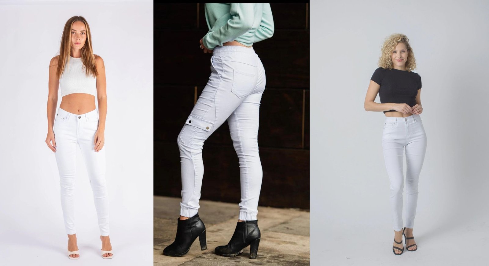 Strechable Plain Pant In Jeans Stuff White Color main image 1